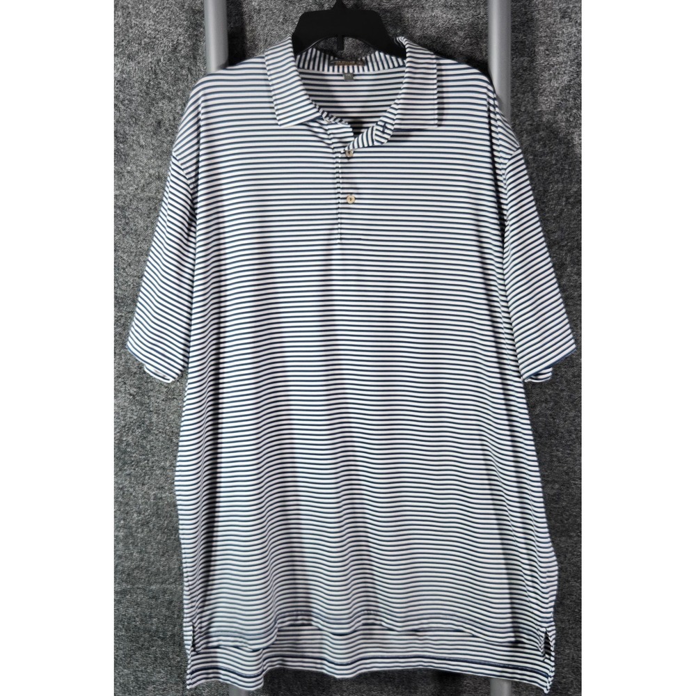 Peter Millar Summer Comfort Mens XXL Polo Shirt Navy Blue Striped RSM MC0EK02S